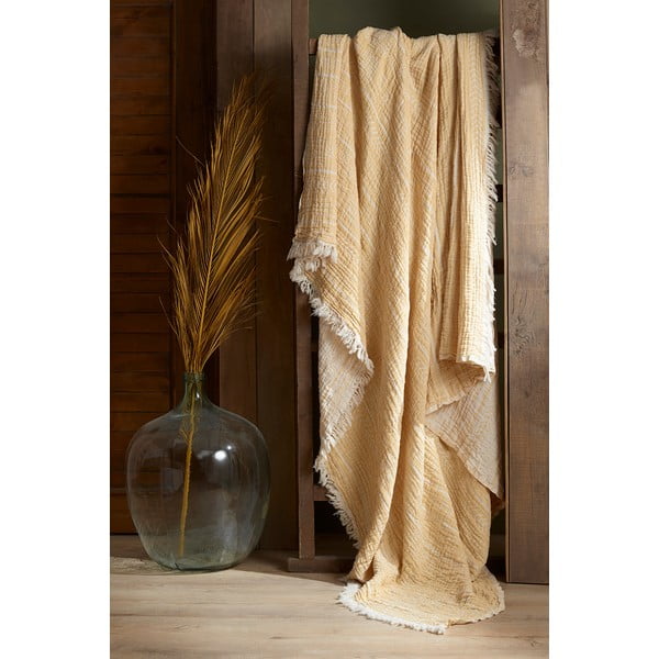 Cuvertură galbenă din muselină pentru pat dublu 220x240 cm Etno - Mijolnir-image-2