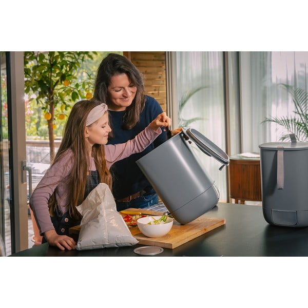 Recipient pentru compost / deșeuri organice Plastia Bokashi, gri-image-3