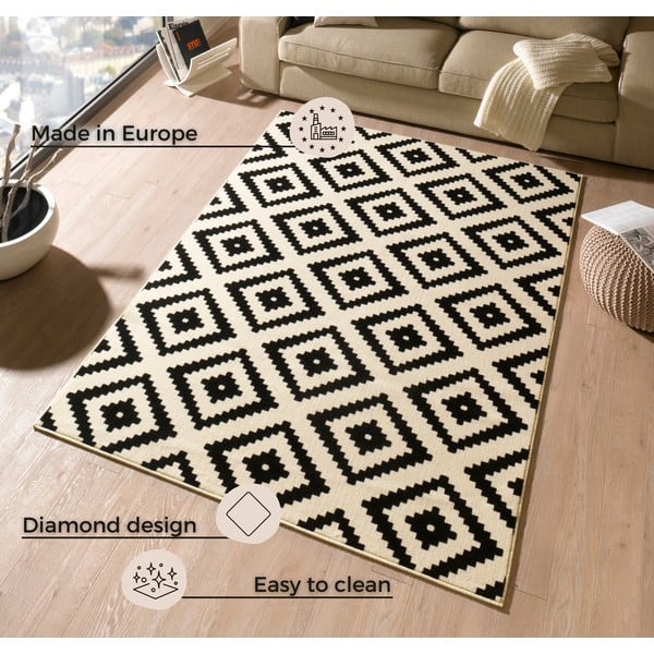 Covor Hanse Home Hamla Diamond, 80x150 cm, crem-negru-image-3