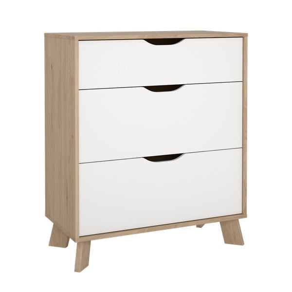 Comodă albă-în culoare naturală cu aspect de lemn de stejar 79x92x40 cm Ikast – Tvilum-image-4