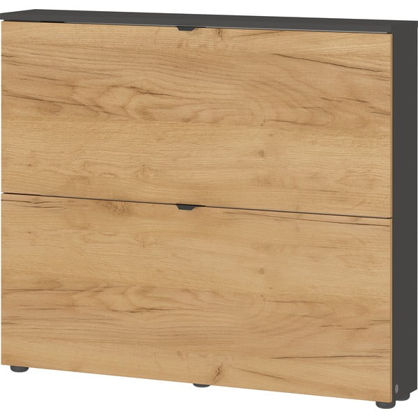 Pantofar gri antracit/în culoare naturală cu deschidere înclinată/suspendat cu aspect de lemn de stejar 100x85x19 cm Renell – Germania