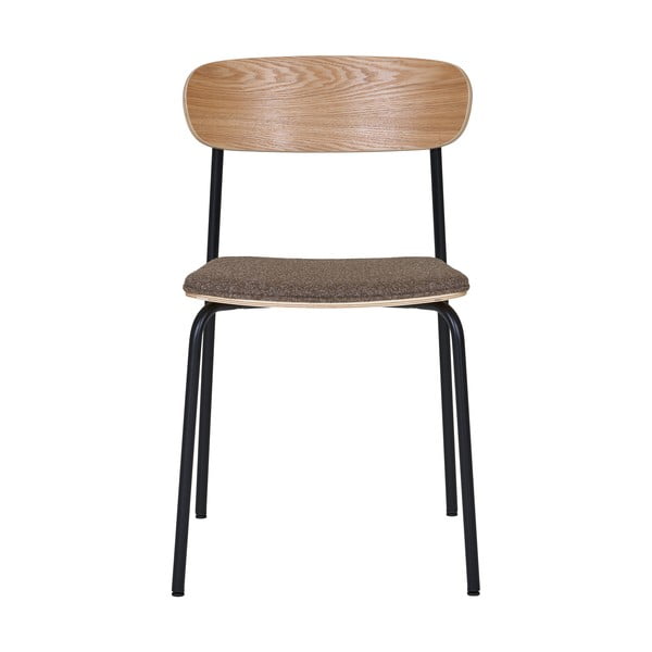 Scaun de dining negru/maro stivuibil cu aspect de lemn de frasin Estepona – House Nordic-image-3