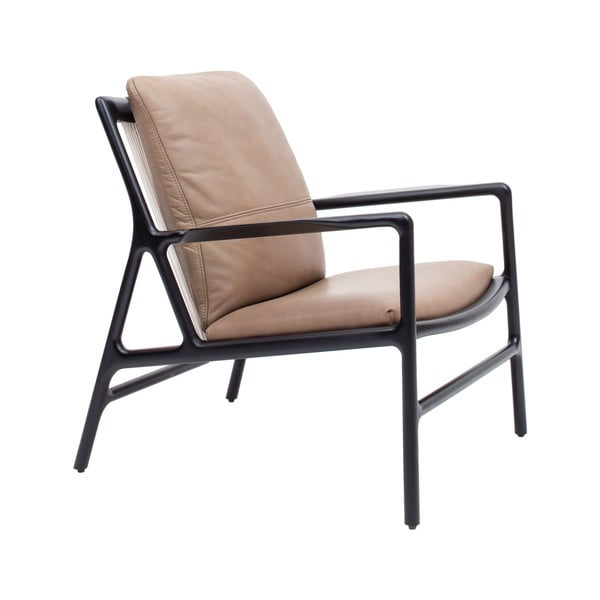 Fotoliu negru-bej cu tapițerie din piele Dedo – Gazzda-image-3