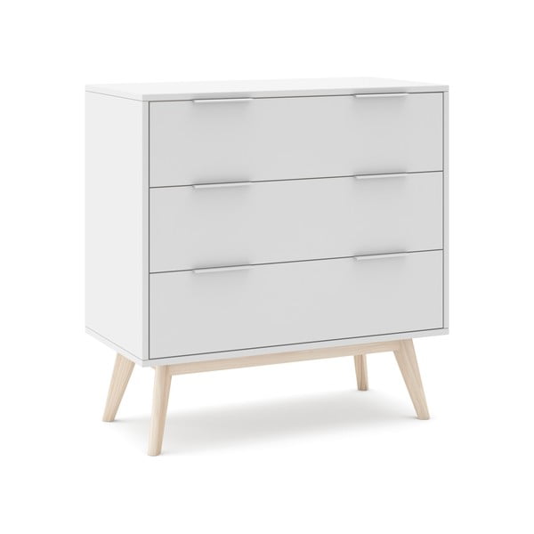 Comodă albă joasă 80x83 cm Campus – Marckeric-image-2