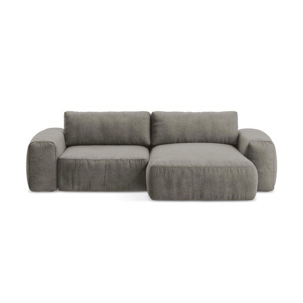 Colțar gri extensibil cu tapițerie din chenille (cu colț pe partea dreaptă/cu șezlong) Kuki – Makamii