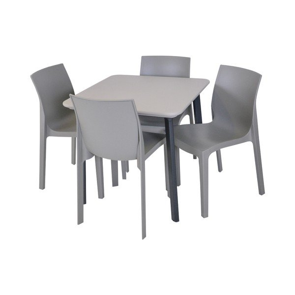 Scaun de grădină gri din plastic Emma - Rojaplast-image-1