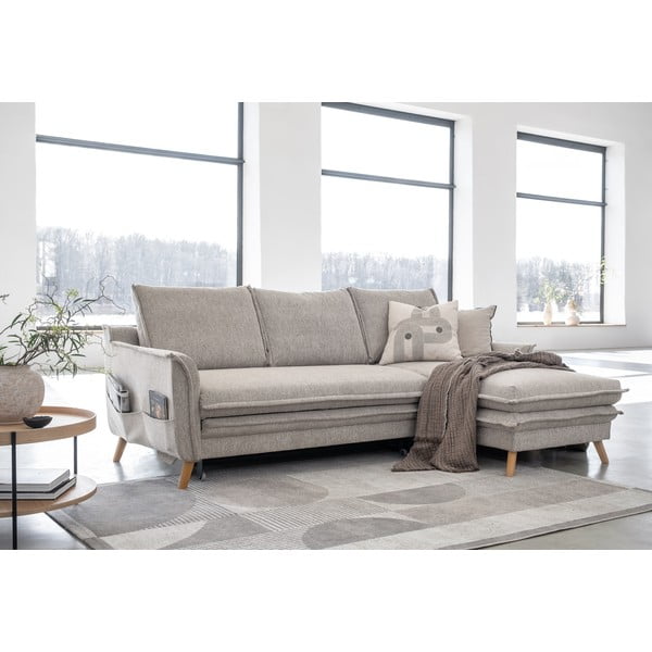 Colțar grej extensibil/cu spațiu de depozitare (cu colț pe partea dreaptă/cu șezlong) Charming Charlie – Miuform-image-3