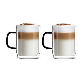 Set de 2 căni de perete dublu Vialli Design Carbon, 350 ml
