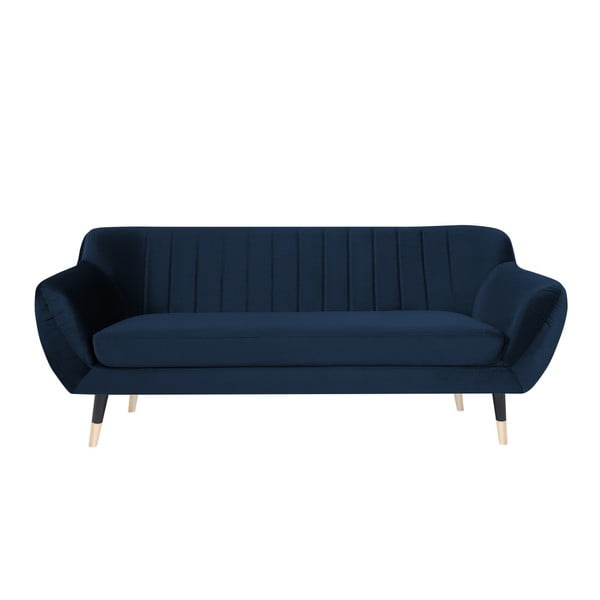 Canapea Mazzini Sofas BENITO cu picioare negre, albastru închis, 188 cm
