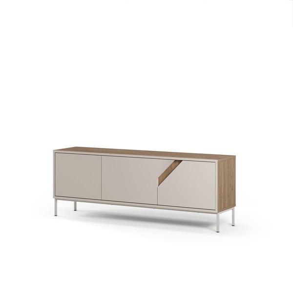 Comodă crem/în culoare naturală cu aspect de lemn de stejar 150x55x35 cm Lilou – Marckeric-image-4