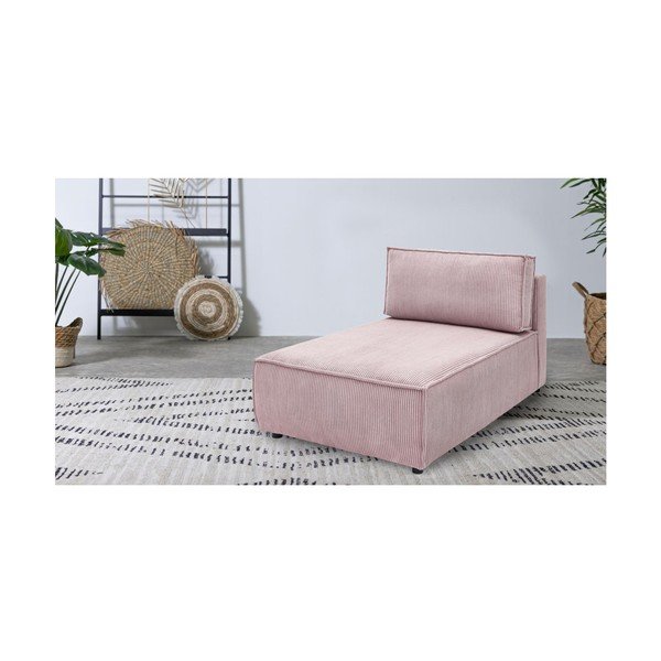 Modul pentru canapea roz deschis cu tapițerie din catifea reiată  (cu colț variabil) Nihad modular – Bobochic Paris-image-1