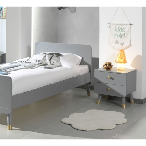 Noptieră din lemn de pin pentru camera copiilor Vipack Billy, gri-image-1