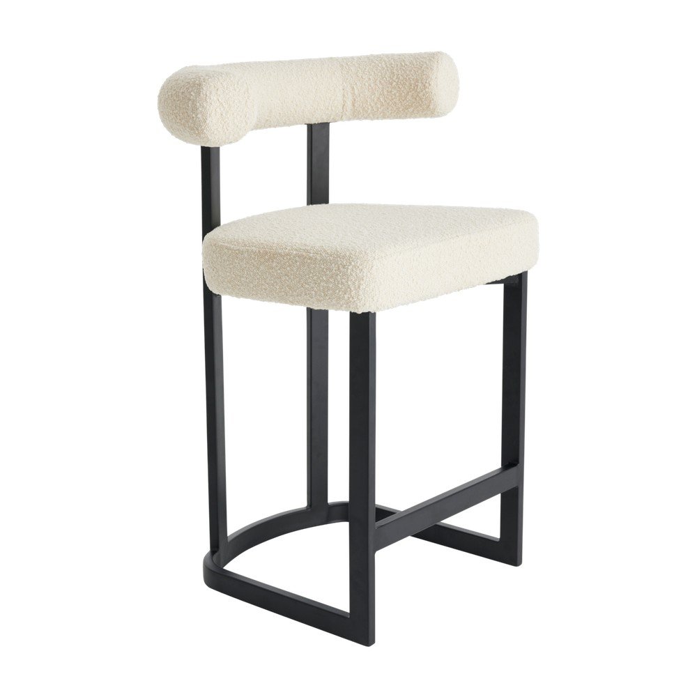 Scaun de bar alb-negru tapițat (înălțime șezut 66 cm) Parie – Ellos Home