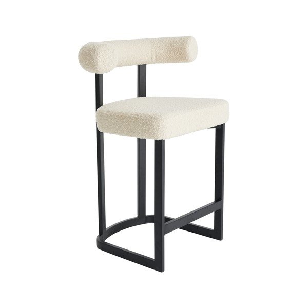 Scaun de bar alb-negru tapițat (înălțime șezut 66 cm) Parie – Ellos Home
