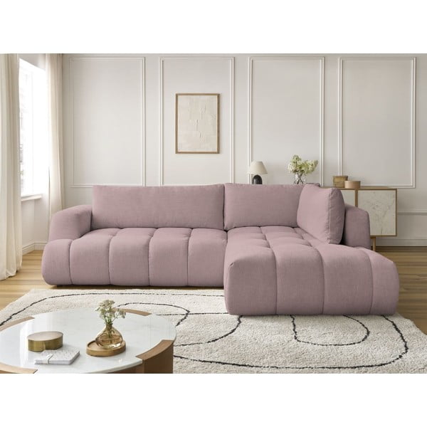 Colțar roz extensibil/cu spațiu de depozitare (cu colț pe partea dreaptă/în formă de ”L”) Fuji – Bobochic Paris-image-1