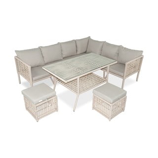 Set mobilier de grădină bej din ratan artificial pentru șapte persoane Newyork – Floriane Garden