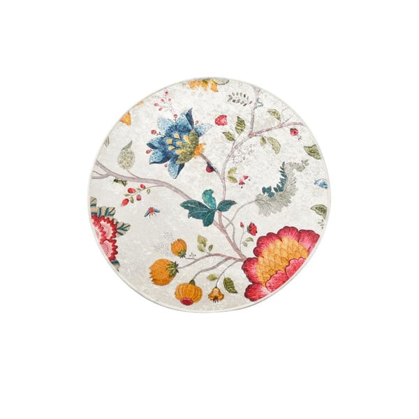 Covoraș de baie gri din catifea ø 100 cm Vintage Flower – Foutastic