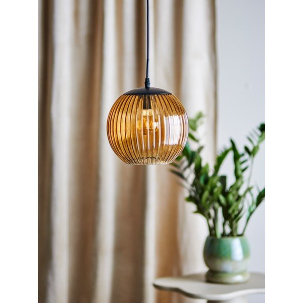 Lustră maro LED din sticlă ø 23 cm Sybia – Bloomingville-image-1