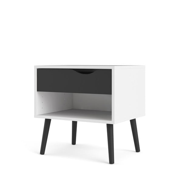 Noptieră Tvilum Oslo, alb-negru-image-3