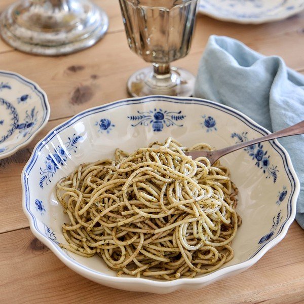 Farfurie albastră/bej pentru servire din gresie ø 23 cm Vila – Costa Nova-image-1