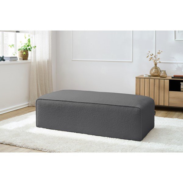 Taburet modular gri închis cu tapițerie din țesătură bouclé Megeve – Bobochic Paris-image-1