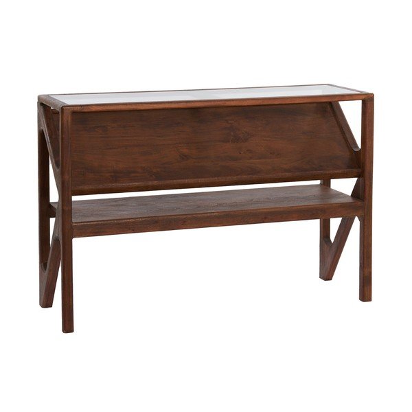 Masă consolă în culoare naturală cu blat din sticlă 41x119 cm Yuki – Light & Living