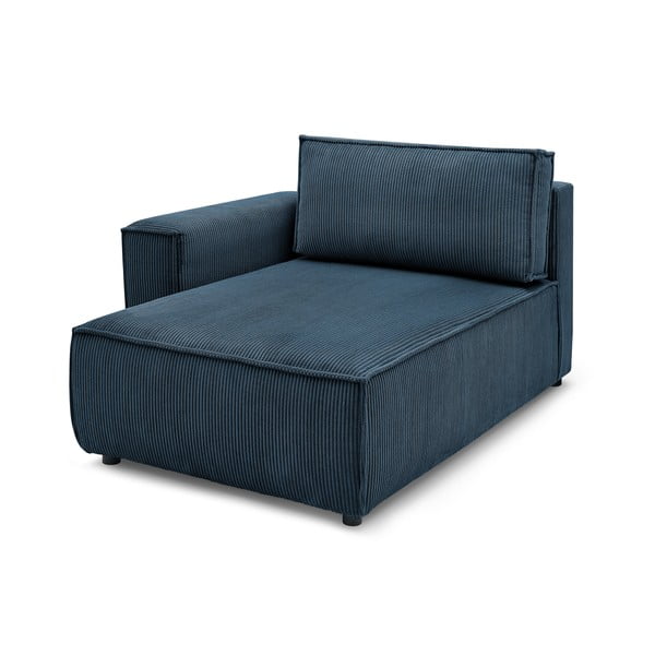 Modul pentru canapea albastru închis cu tapițerie din catifea reiată  (cu colț pe partea stângă ) Nihad modular – Bobochic Paris