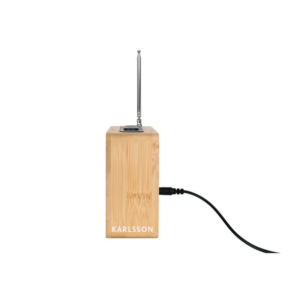 Ceas deșteptător din bambus cu radio Karlsson Retro-image-4