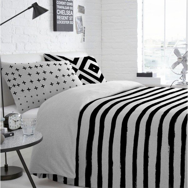 Husă din bumbac pentru pilotă Blanc Stripes, 200 x 200 cm-image-4