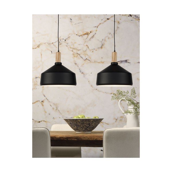 Lustră neagră/natural cu abajur din metal ø 35 cm Melbourne – it's about RoMi-image-1