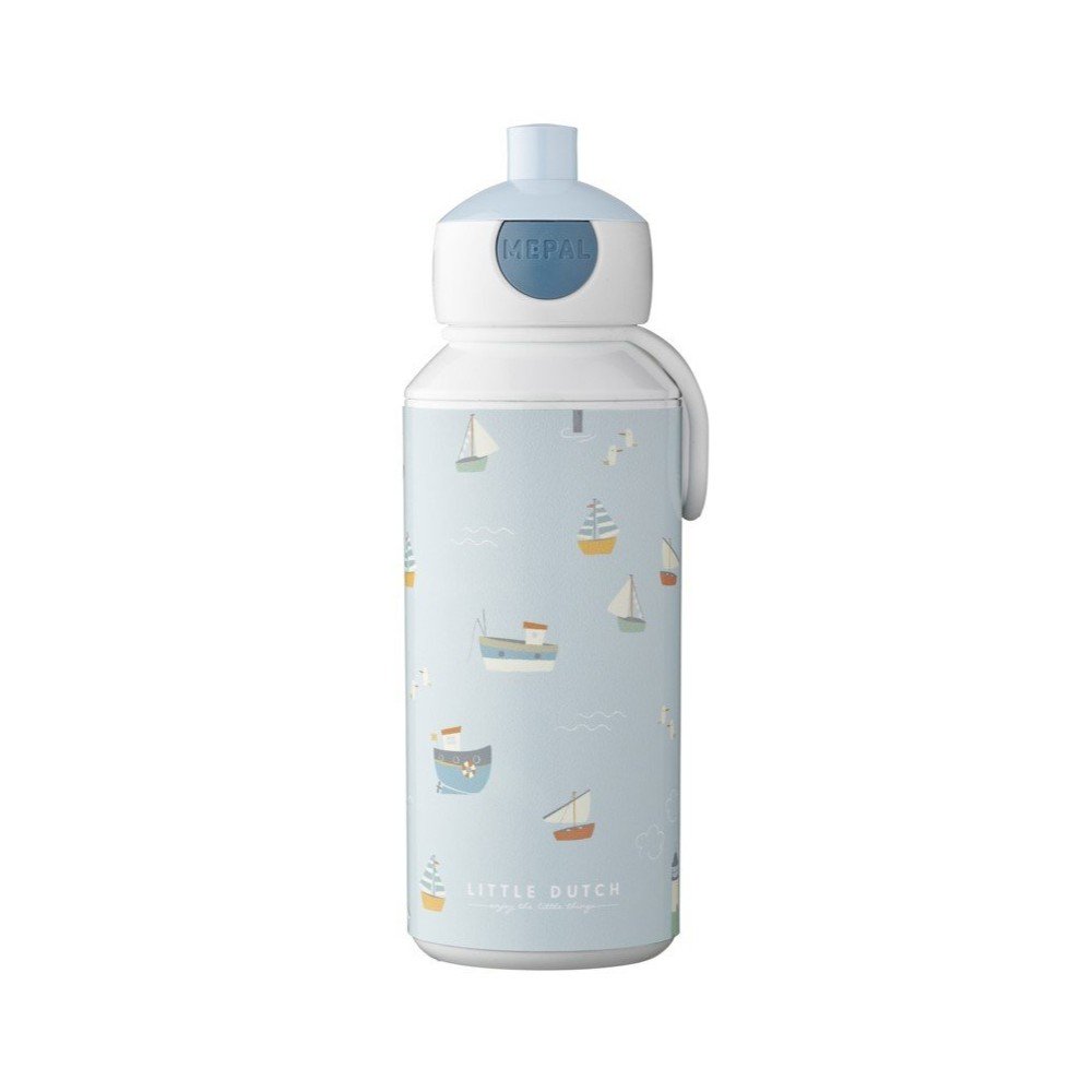 Sticlă pentru copii albă/albastru-deschis 400 ml Sailors bay – Mepal