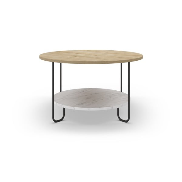 Măsuță de cafea în culoare naturală rotundă cu blat cu aspect de lemn de stejar ø 80 cm Tonka – Marckeric-image-3