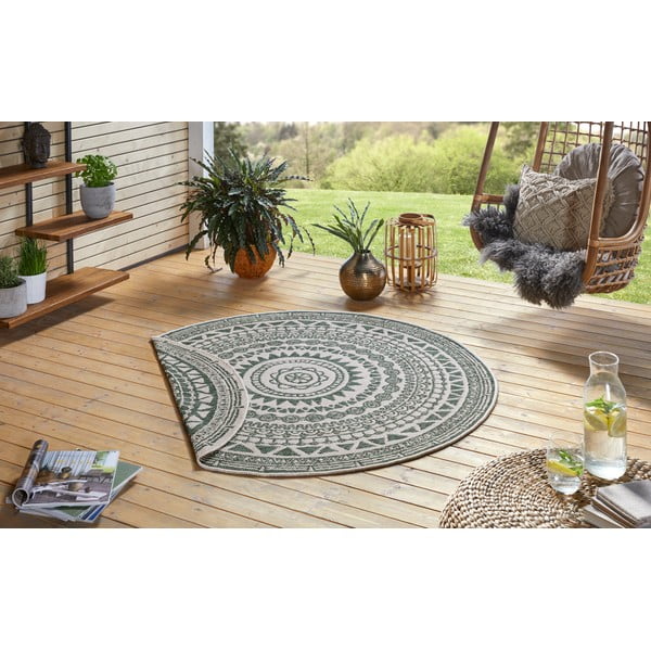 Covor adecvat pentru exterior NORTHRUGS Coron, ø 140 cm, verde-crem-image-3