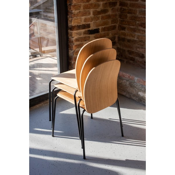 Scaune de dining maro stivuibile 2 buc. cu aspect de lemn de nuc Book – Gazzda-image-1