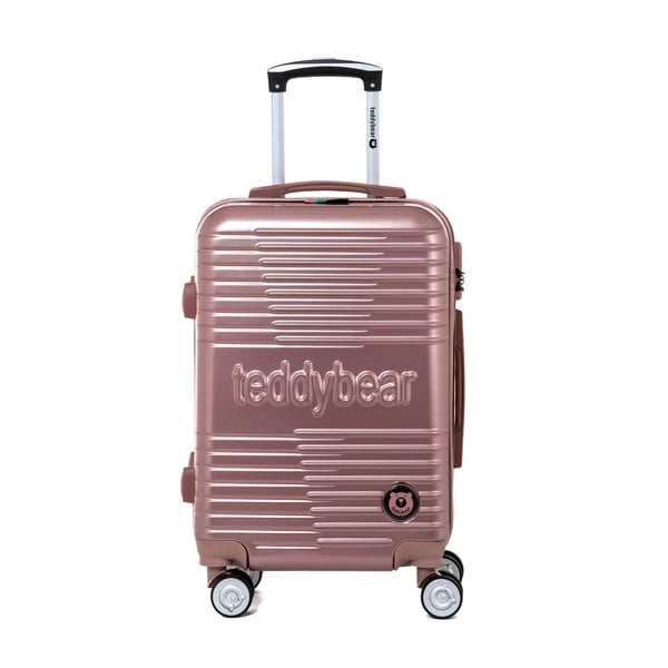 Valiză călătorii pe roți cu încuietoare metalică Teddy Bear Varvara, 44 l, roz