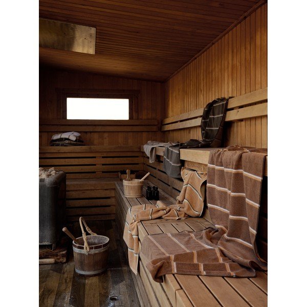 Prosop maro/bej din bumbac 70x140 cm Sauna – Zone-image-1