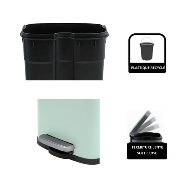 Coș de gunoi verde mentă cu pedală din oțel 5 l   Akira – Spirella-image-2