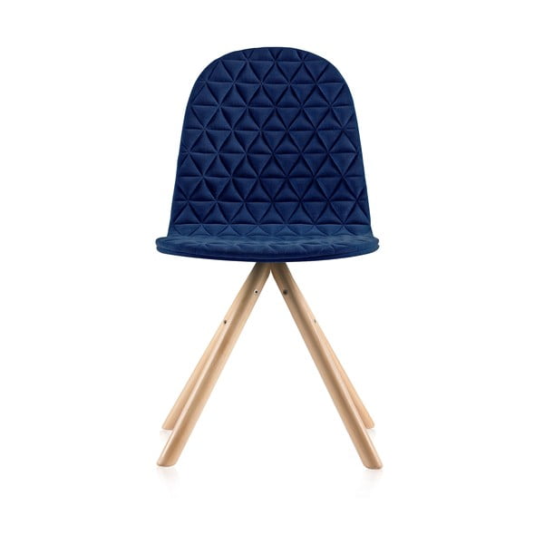 Scaun cu picioare în nuanță naturală Iker Mannequin Triangle, albastru închis