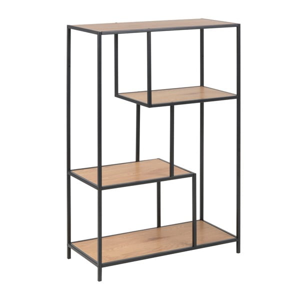 Bibliotecă neagră/cu aspect de lemn de stejar 77x114 cm Seaford – Actona-image-2