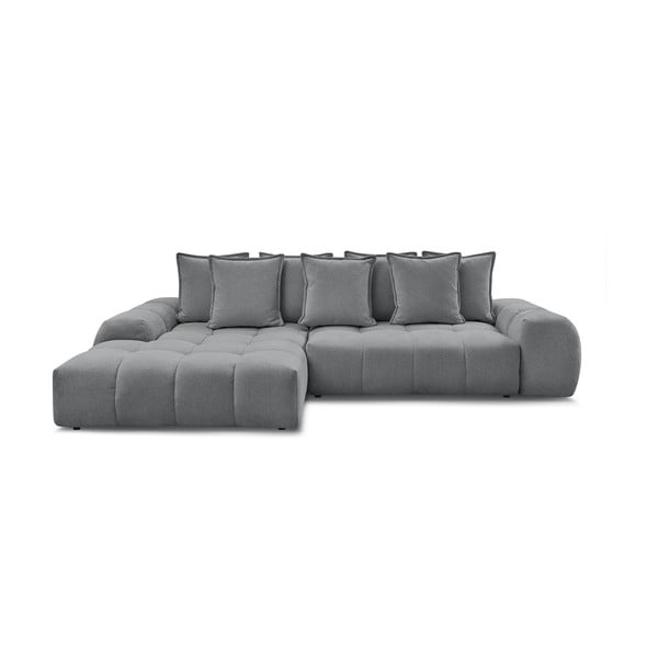 Colțar gri închis extensibil/cu spațiu de depozitare cu tapițerie din chenille (cu colț pe partea stângă/cu șezlong) Everest – Bobochic Paris