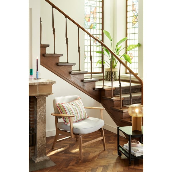 Fotoliu cu structură din lemn de stejar Hübsch Haze, gri-image-1