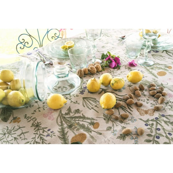 Față de masă din amestec de in Surdic Botanic Herbs, 140 x 140 cm-image-1