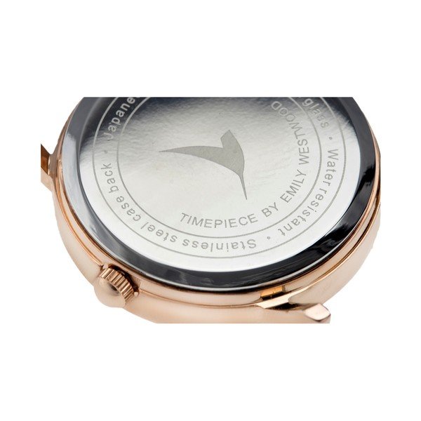 Ceas damă cu curea din piele naturală Emily Westwood Vintage, alb-image-3