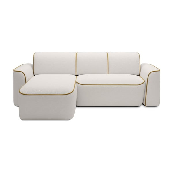 Colțar galben/crem cu tapițerie din țesătură bouclé (cu colț pe partea stângă/cu șezlong) Ume – ELTAP