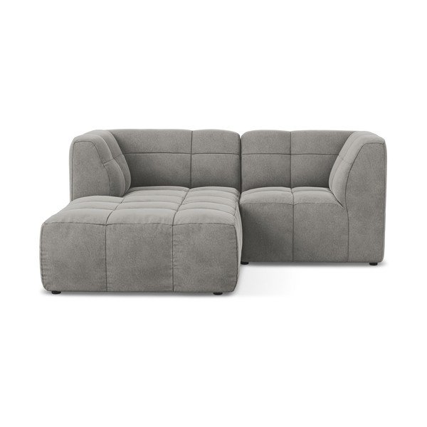 Colțar gri cu tapițerie din catifea (cu colț pe partea stângă/cu șezlong) Aloha – Makamii