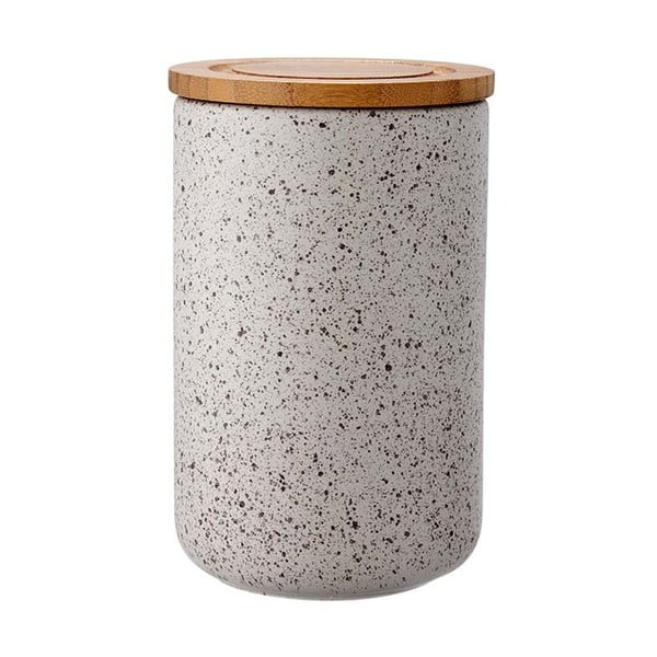 Cutie ceramică cu capac din bambus Ladelle Speckle, înălțime 17 cm, gri