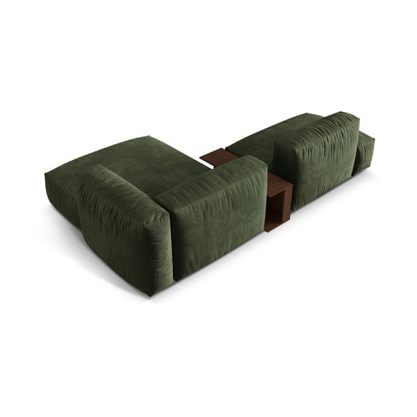 Colțar modular verde cu tapițerie din catifea (cu colț pe partea dreaptă/cu șezlong) Martina – Micadoni -image-3