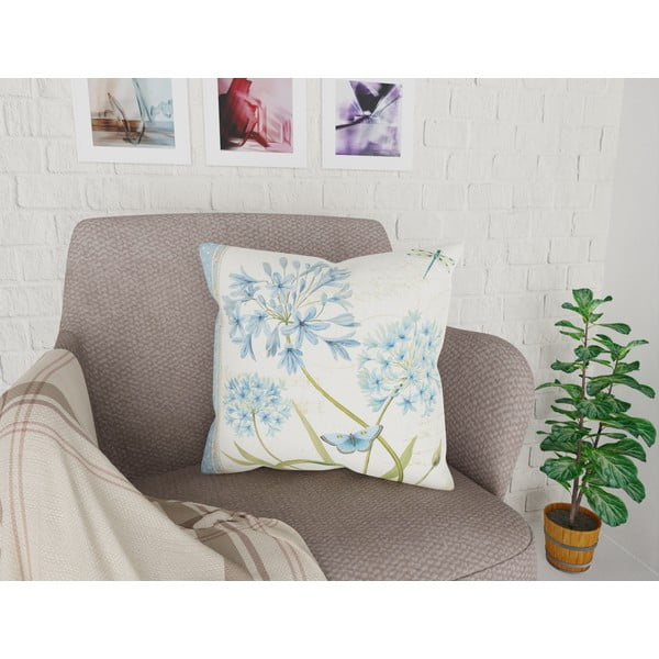 Față de pernă cu amestec din bumbac Vitaus Russado Azul Dos, 43 x 43 cm-image-1