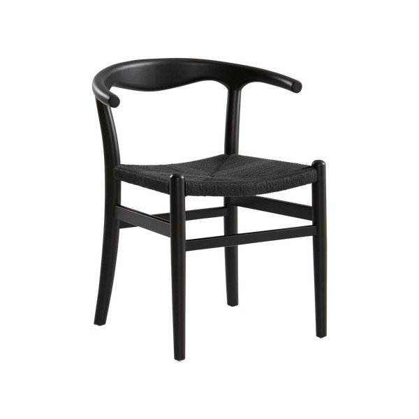 Scaun de dining negru cu cotiere din lemn de mesteacăn Nattavaara – Jotex