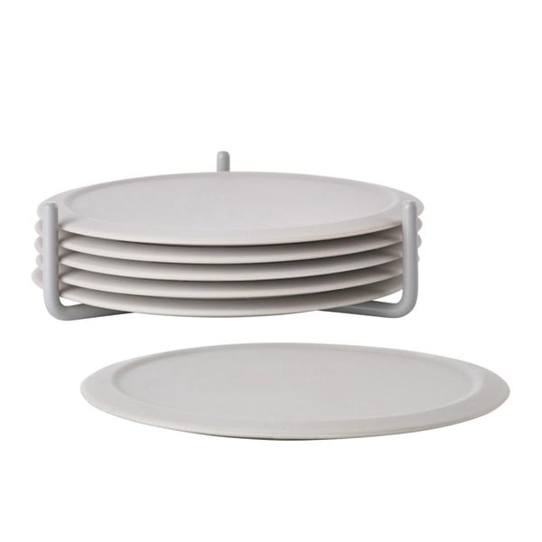 Set 6 suporturi cană cu stand Zone Singles, gri deschis-image-2